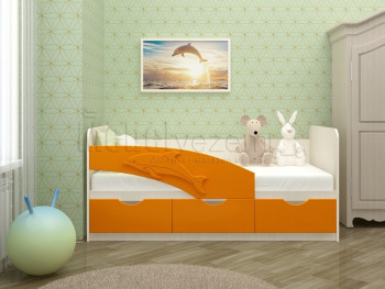 Дельфин-3 Кровать детская 3 ящика без ручек 1.6 Оранжевый глянец в Кошурниково - koshurnikovo.mebel54.com | фото