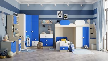 Детская комната Скай Люкс (Синий/Белый/корпус Клен) в Кошурниково - koshurnikovo.mebel54.com | фото