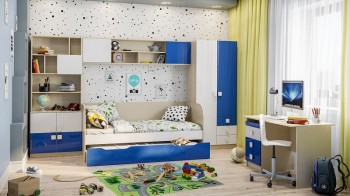 Детская комната Скай Люкс (Синий/Белый/корпус Клен) в Кошурниково - koshurnikovo.mebel54.com | фото