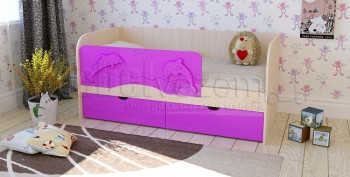 Друзья Кровать детская 2 ящика 1.6 Фиолетовый глянец в Кошурниково - koshurnikovo.mebel54.com | фото