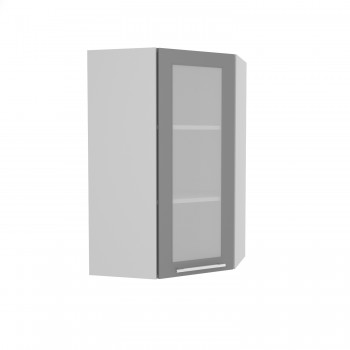 Гарда ВПУС 550 шкаф верхний угловой со стеклом высокий (Белый Эмалит/корпус Серый) в Кошурниково - koshurnikovo.mebel54.com | фото