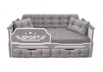 Кровать 160 серии Спорт 2 ящика 45 Серый (подушки) в Кошурниково - koshurnikovo.mebel54.com | фото