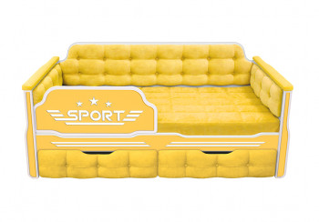 Кровать 160 серии Спорт 2 ящика 74 Жёлтый (мягкие боковые накладки) в Кошурниково - koshurnikovo.mebel54.com | фото