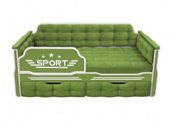 Кровать 160 серии Спорт 2 ящика 76 Зелёный (мягкие боковые накладки) в Кошурниково - koshurnikovo.mebel54.com | фото