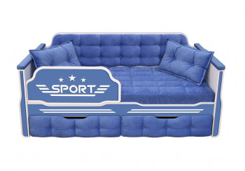 Кровать 160 серии Спорт 2 ящика 85 Синий (подушки) в Кошурниково - koshurnikovo.mebel54.com | фото