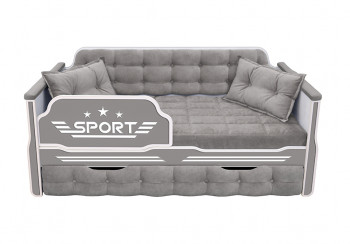 Кровать 170 серии Спорт 1 ящик 45 Серый (подушки) в Кошурниково - koshurnikovo.mebel54.com | фото