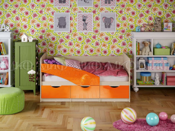 Кровать Бабочки 1,6м (Оранжевый металлик) в Кошурниково - koshurnikovo.mebel54.com | фото