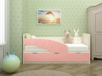 Кровать Бабочки 1,6м (Розовый металлик) в Кошурниково - koshurnikovo.mebel54.com | фото