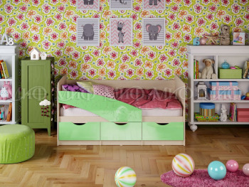 Кровать Бабочки 1,6м (Салатовый металлик) в Кошурниково - koshurnikovo.mebel54.com | фото