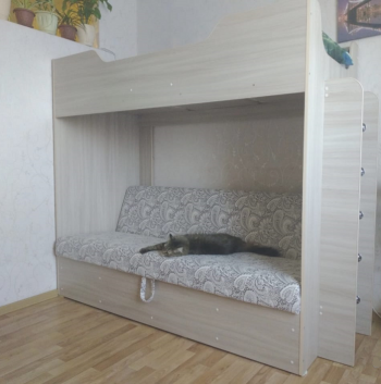 Кровать двухъярусная с диваном (Беленый дуб) в Кошурниково - koshurnikovo.mebel54.com | фото