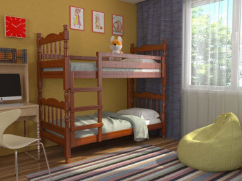 Кровать двухъярусная Соня из массива сосны 800*1890 Орех в Кошурниково - koshurnikovo.mebel54.com | фото