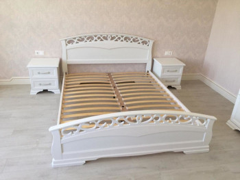Кровать Грация-1 из массива сосны 1600*2000 Белый античный в Кошурниково - koshurnikovo.mebel54.com | фото