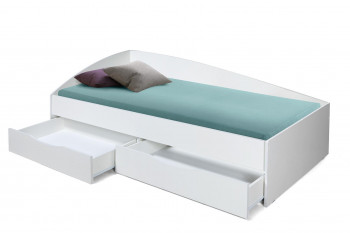 Кровать одинарная "Фея - 3" (асимметричная) (2000х900) New/(белый / белый / ДВПО белый) в Кошурниково - koshurnikovo.mebel54.com | фото