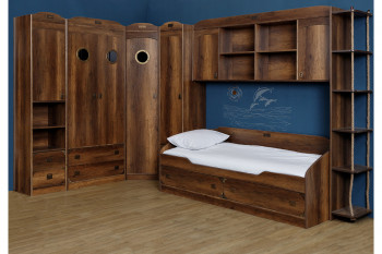 Кровать с 2-мя ящиками «Навигатор» (Дуб Каньон) в Кошурниково - koshurnikovo.mebel54.com | фото