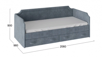Кровать с мягкой обивкой и ящиками «Кантри» Тип 1 (900) (Замша синяя) в Кошурниково - koshurnikovo.mebel54.com | фото