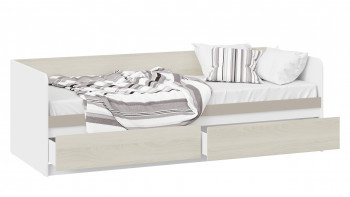 Кровать «Сканди» с 2 ящиками Дуб Гарден/Белый/Глиняный серый в Кошурниково - koshurnikovo.mebel54.com | фото