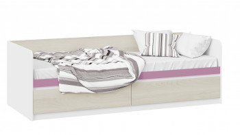 Кровать «Сканди» с 2 ящиками Дуб Гарден/Белый/Лиловый в Кошурниково - koshurnikovo.mebel54.com | фото