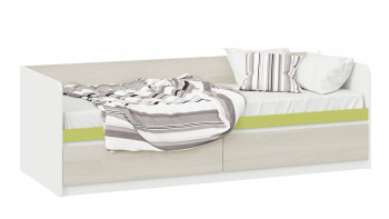 Кровать «Сканди» с 2 ящиками Дуб Гарден/Белый/Зеленый в Кошурниково - koshurnikovo.mebel54.com | фото