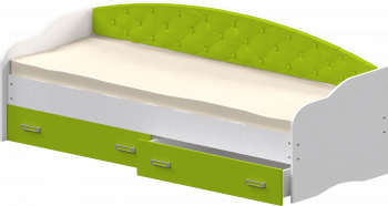 Кровать Софа-7 с мягкой спинкой (800х1900) Белый/Лайм в Кошурниково - koshurnikovo.mebel54.com | фото