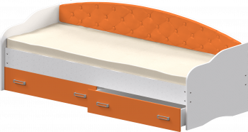 Кровать Софа-7 с мягкой спинкой (800х1900) Белый/Оранжевый в Кошурниково - koshurnikovo.mebel54.com | фото