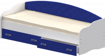 Кровать Софа-7 с мягкой спинкой (800х1900) Белый/Синий в Кошурниково - koshurnikovo.mebel54.com | фото