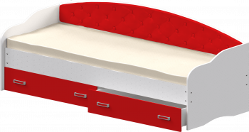 Кровать Софа-8 с мягкой спинкой (900х1900) Белый/Красный в Кошурниково - koshurnikovo.mebel54.com | фото