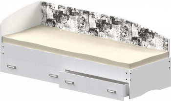 Кровать Софа-9 с мягкой спинкой с рисунком Милана (900х1900) Белый в Кошурниково - koshurnikovo.mebel54.com | фото