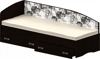 Кровать Софа-9 с мягкой спинкой с рисунком Милана (900х1900) Венге в Кошурниково - koshurnikovo.mebel54.com | фото