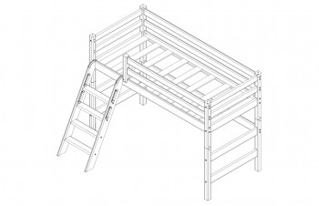 Кровать Соня вариант 6 полувысокая с наклонной лестницей Лаванда в Кошурниково - koshurnikovo.mebel54.com | фото