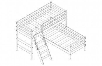 Кровать Соня вариант 8 угловая с наклонной лестницей Белый полупрозрачный в Кошурниково - koshurnikovo.mebel54.com | фото