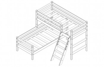 Кровать Соня вариант 8 угловая с наклонной лестницей Лаванда в Кошурниково - koshurnikovo.mebel54.com | фото