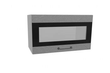 Лофт ПГСФ 600 шкаф верхний горизонтальный со стеклом и фотопечатью (Штукатурка серая/корпус Серый) в Кошурниково - koshurnikovo.mebel54.com | фото