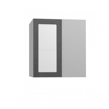 Лофт ПУС 650 шкаф верхний угловой со стеклом (Бетон темный/корпус Серый) в Кошурниково - koshurnikovo.mebel54.com | фото