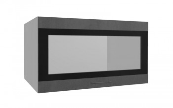 Лофт ВПГСФ 800 шкаф верхний горизонтальный со стеклом высокий с фотопечатью (Бетон темный/корпус Серый) в Кошурниково - koshurnikovo.mebel54.com | фото
