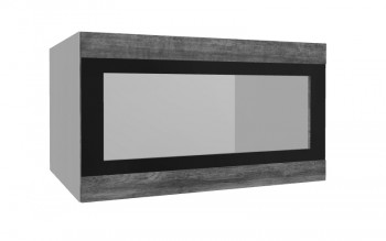 Лофт ВПГСФ 800 шкаф верхний горизонтальный со стеклом высокий с фотопечатью (Дуб бурый/корпус Серый) в Кошурниково - koshurnikovo.mebel54.com | фото