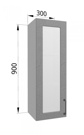 Лофт ВПС 300 шкаф верхний со стеклом высокий (Штукатурка серая/корпус Серый) в Кошурниково - koshurnikovo.mebel54.com | фото