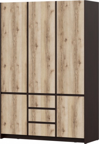 Модульная система "Прага" Шкаф для одежды трехстворчатый Дуб Венге/Дуб Делано в Кошурниково - koshurnikovo.mebel54.com | фото