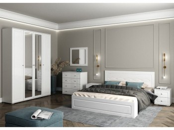 Модульная спальня Барселона (Белый/Белый глянец) в Кошурниково - koshurnikovo.mebel54.com | фото
