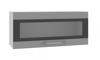 Норд ШВГС 800 Шкаф верхний горизонтальный со стеклом (Софт черный/корпус Белый) в Кошурниково - koshurnikovo.mebel54.com | фото
