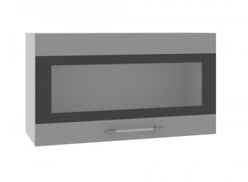 Олива ВПГСФ 800 Шкаф верхний горизонтальный со стеклом с фотопечатью высокий (Ваниль глянец/корпус Серый) в Кошурниково - koshurnikovo.mebel54.com | фото