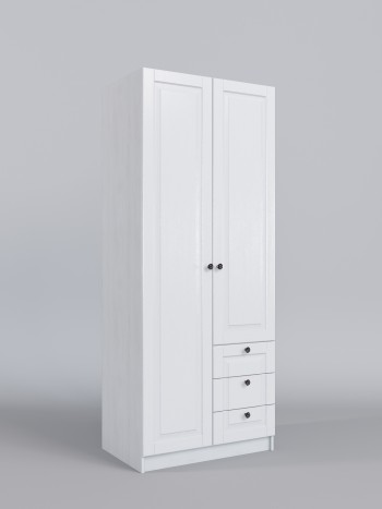 Шкаф 2-х створчатый с ящиками Классика (Белый/корпус Выбеленное дерево) в Кошурниково - koshurnikovo.mebel54.com | фото
