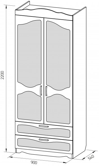 Шкаф 2-х створчатый с ящиками серии Иллюзия 99 Серый в Кошурниково - koshurnikovo.mebel54.com | фото