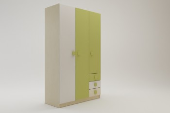 Шкаф 3-х створчатый с ящиками Эппл (Зеленый/Белый/корпус Клен) в Кошурниково - koshurnikovo.mebel54.com | фото