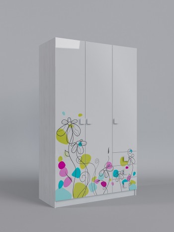 Шкаф 3-х створчатый с ящиками Флёр (Белый/корпус Выбеленное дерево) в Кошурниково - koshurnikovo.mebel54.com | фото