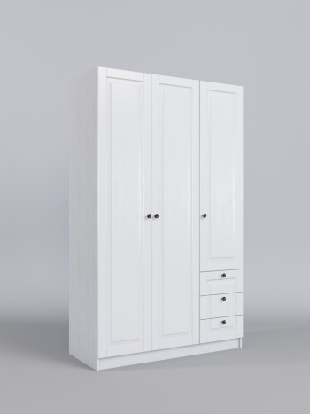 Шкаф 3-х створчатый с ящиками Классика (Белый/корпус Выбеленное дерево) в Кошурниково - koshurnikovo.mebel54.com | фото