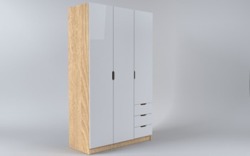 Шкаф 3-х створчатый с ящиками Лофт (Белый/корпус Дуб Сонома) в Кошурниково - koshurnikovo.mebel54.com | фото