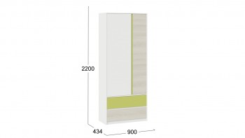 Шкаф для одежды комбинированный «Сканди» Дуб Гарден/Белый/Зеленый в Кошурниково - koshurnikovo.mebel54.com | фото