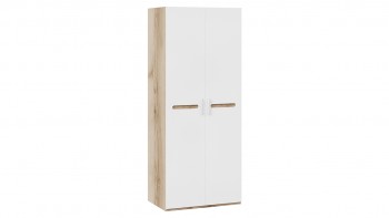 Шкаф для одежды с 2-мя дверями «Фьюжн» Дуб Делано/Белый глянец в Кошурниково - koshurnikovo.mebel54.com | фото