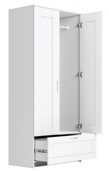 Шкаф двухдверный Сириус с 1 ящиком белый в Кошурниково - koshurnikovo.mebel54.com | фото
