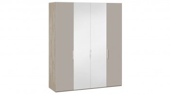Шкаф комбинированный с 2 глухими и 2 зеркальными дверями «Эмбер» Баттл Рок/Серый глянец в Кошурниково - koshurnikovo.mebel54.com | фото